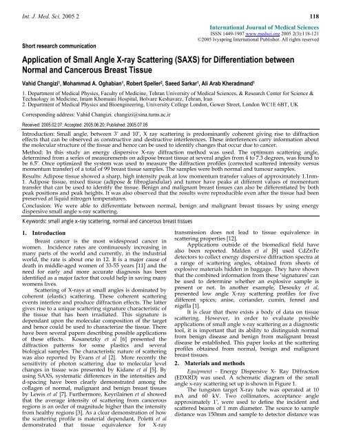 Application of Small Angle X-ray Scattering (SAXS) for ...