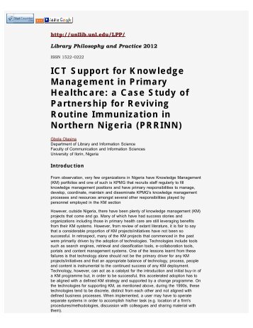 ICT Support for Knowledge Management in Primary Healthcare: a ...