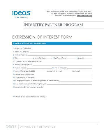 EXPRESSION OF INTEREST FORM - IDeaS