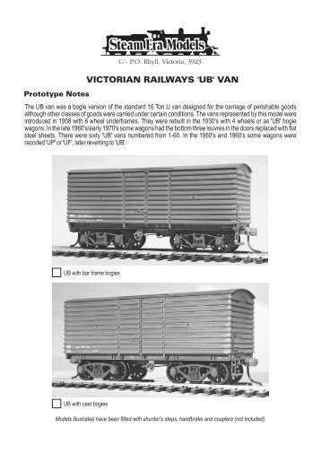VICTORIAN RAILWAYS 'UB' VAN - Steam Era Models