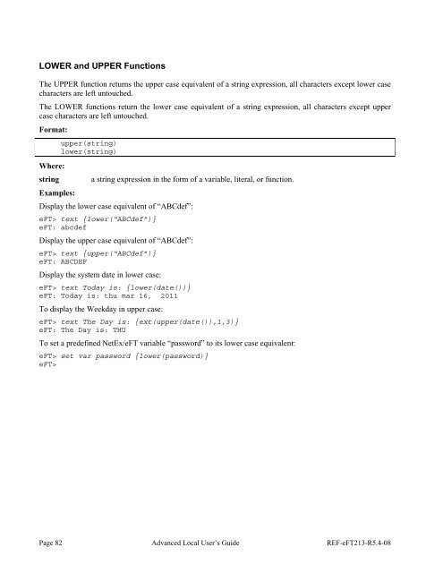 NetEx EFT213 Reference Manual Rel 5.4