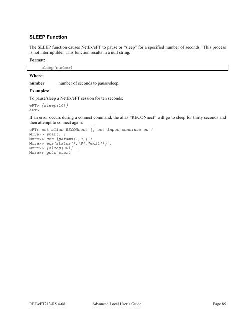 NetEx EFT213 Reference Manual Rel 5.4