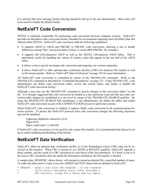 NetEx EFT213 Reference Manual Rel 5.4