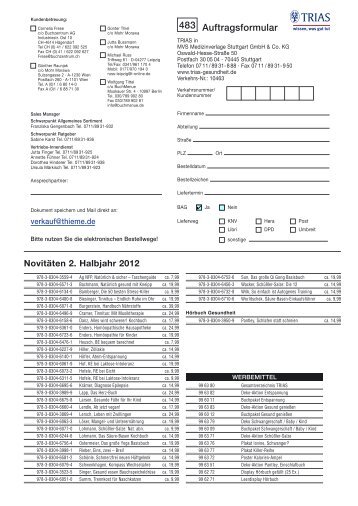 Auftragsformular - MVS Medizinverlage Stuttgart