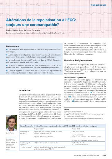 Altérations de la repolarisation à l'ECG: toujours une ...