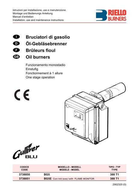 Bruciatori di gasolio Öl-Gebläsebrenner Brûleurs fioul Oil burners