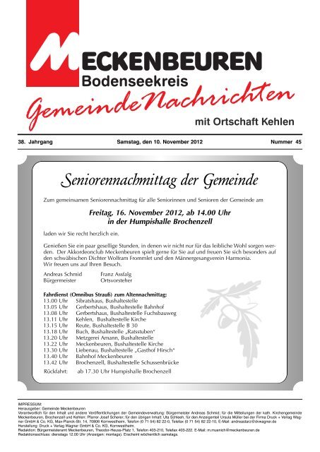 Samstag, 17.11.12 - 17.00 Uhr St. Jakobus ... - Meckenbeuren