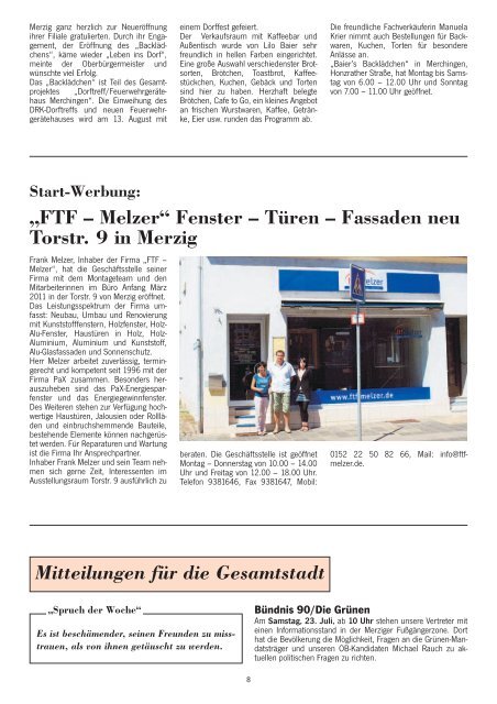 Start-Werbung: „FTF – Melzer“ Fenster – Türen - Stadt Merzig