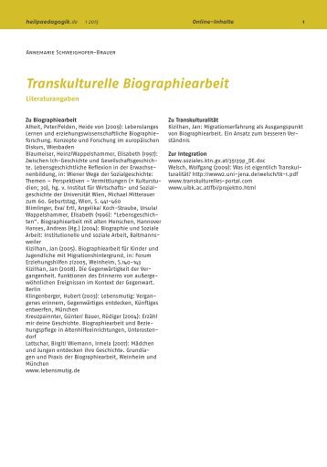 Transkulturelle Biographiearbeit