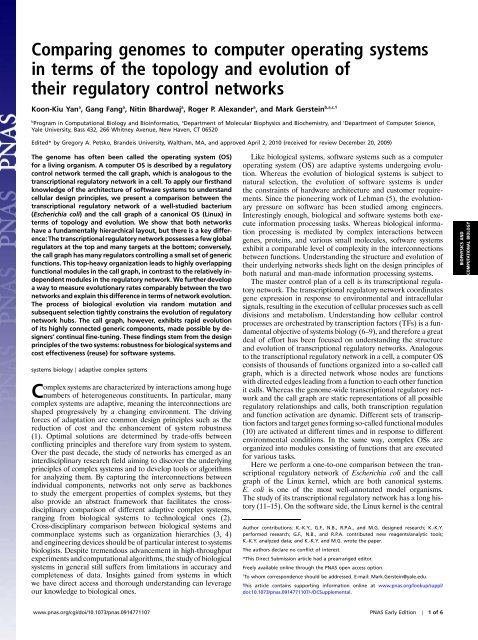 Comparing genomes to computer operating systems in terms of the ...