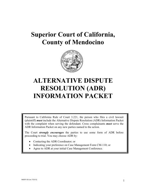 ADR - Superior Court, Mendocino
