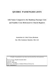 QUEBEC PASSENGER LISTS - Mennonite Genealogical Resources