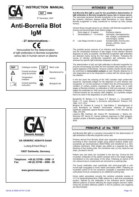 Anti-Borrelia Blot IgM (3500) - GA Generic Assays GmbH