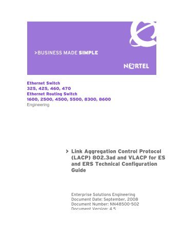 Link Aggregation Control Protocol (LACP) 802.3ad and VLACP for ...