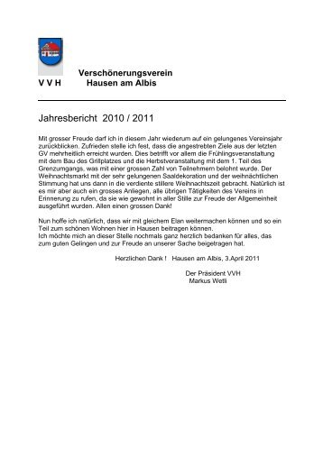 Jahresbericht 2010 / 2011 - Gemeinde Hausen am Albis