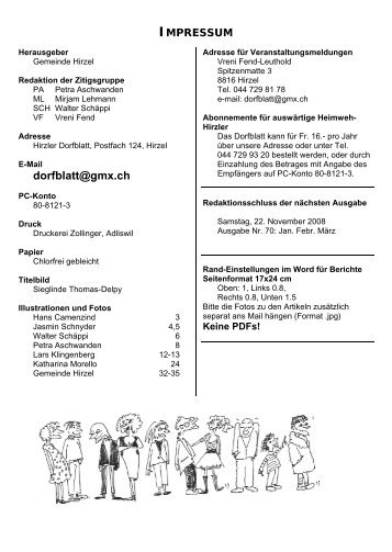 Dorfblatt 70 - Gemeinde Hirzel