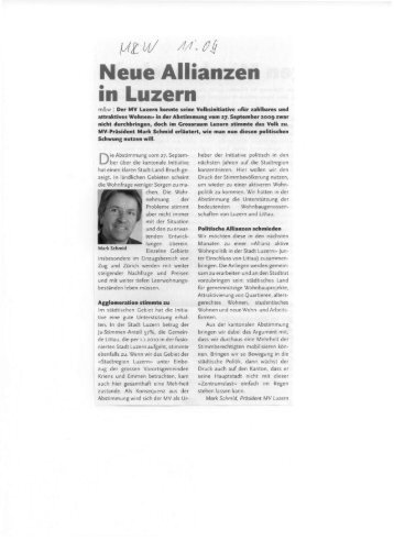 Neue Allianzen in Luzern - Mieterverband
