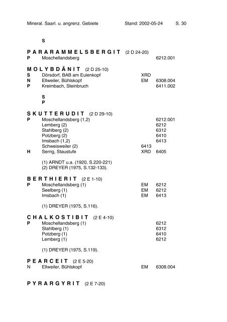 Mineralien des Saarlandes und angrenzender Gebiete - MGAS