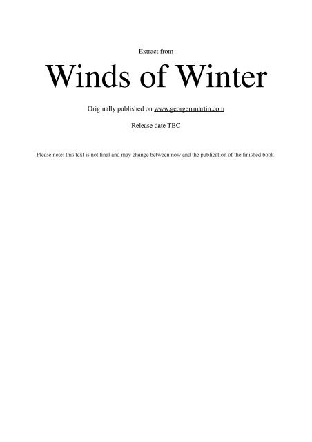 Winds of Winter - Harper Voyager Books