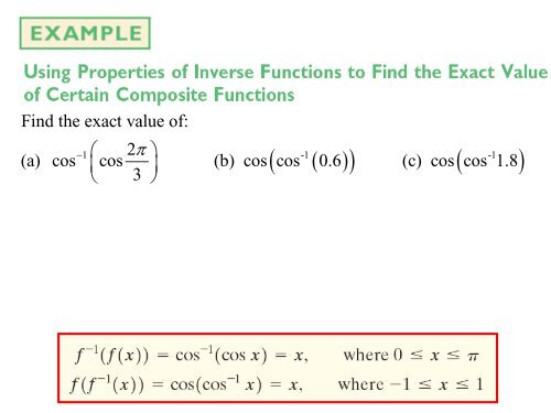 Section 8.1 The Inverse Sine, Cosine, and Tangent Functions