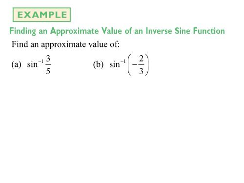 Section 8.1 The Inverse Sine, Cosine, and Tangent Functions