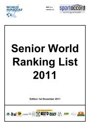 World-Ranking-List for Senior Men 1st November 2011