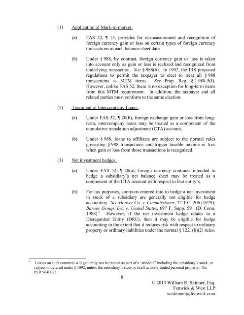 International Tax Aspects of Foreign Currency Transactions