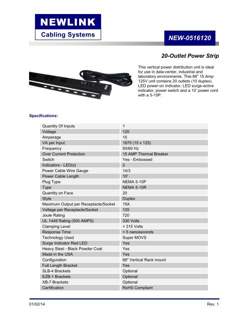 NEW-0516120 - Newlink Cabling Systems