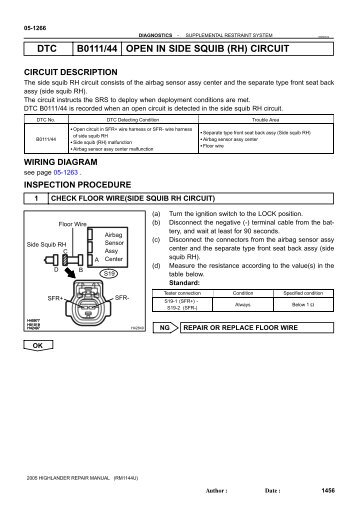 dtc b0111/44 open in side squib (rh) circuit - Highlander Club