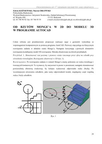 od rzutÃ³w monge'a w 2d do modelu 3d w programie autocad