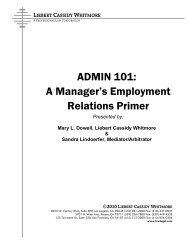 ADMIN 101: A Manager's Employment Relations Primer