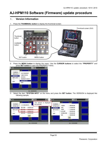 AJ-HPM110 Software (Firmware) update procedure - Panasonic PASS