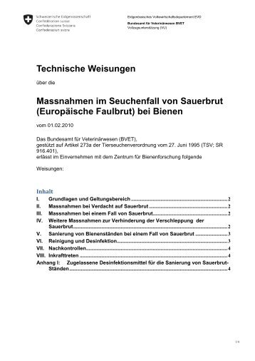 Massnahmen im Seuchenfall von Sauerbrut