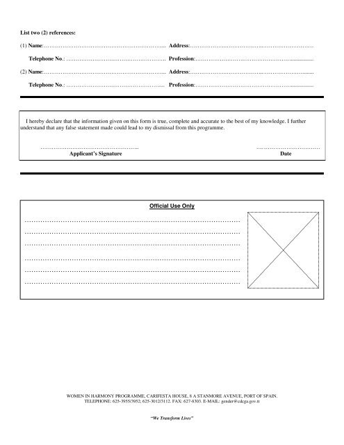 Application form for Elderly care