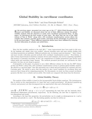 Global Stability in curvilinear coordinates - Jean-Christophe Robinet