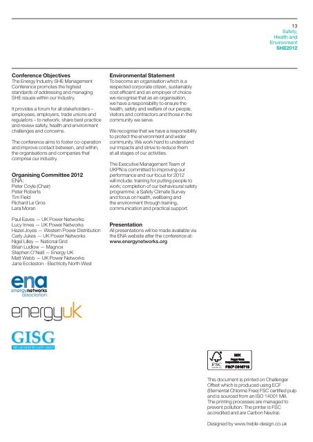 Safety, Health and Environment SHE2012 - Energy Networks ...