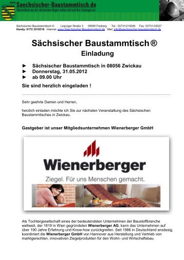 Einladung Sächsischer Baustammtisch Zwickau 31.05.2012 - MB ...