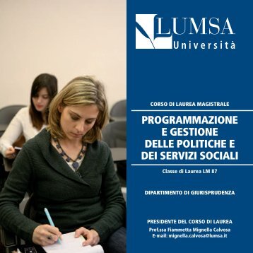 Programmazione e gestione delle politiche e dei servizi ... - Lumsa