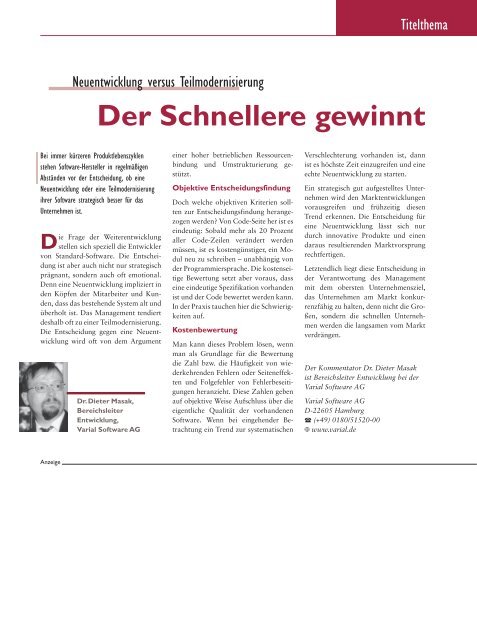 Der Weg zum Echtzeit- Data-Warehouse - Midrange Magazin