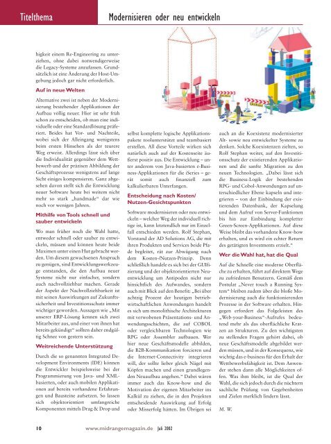 Der Weg zum Echtzeit- Data-Warehouse - Midrange Magazin