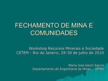 FECHAMENTO DE MINA E COMUNIDADES - Cetem