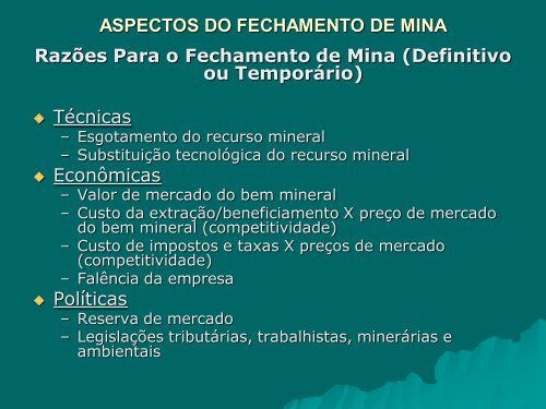 FECHAMENTO DE MINA E COMUNIDADES - Cetem