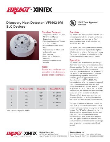 Discovery Heat Detector: VF5602-0M SLC Devices - Fireboy Xintex