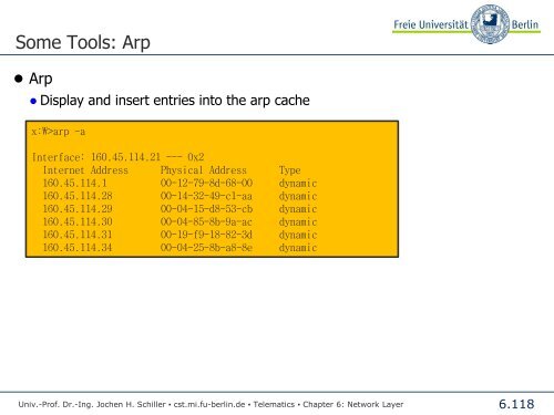 Telematics Chapter 6: Network Layer - Freie Universität Berlin