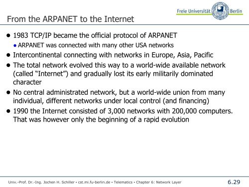 Telematics Chapter 6: Network Layer - Freie Universität Berlin