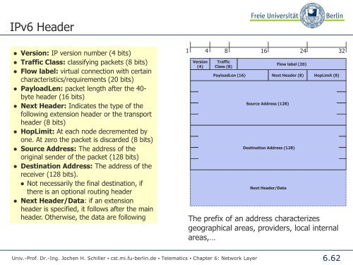 Telematics Chapter 6: Network Layer - Freie Universität Berlin