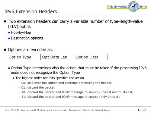 Telematics Chapter 6: Network Layer - Freie Universität Berlin