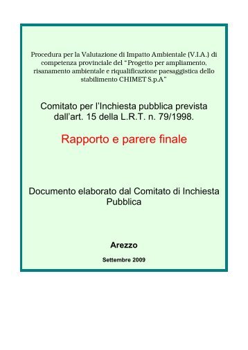 Rapporto e parere finale - Provincia di Arezzo