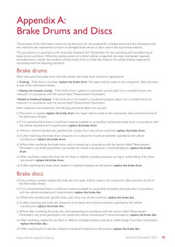 Appendix A: Brake Drums and Discs - Transport