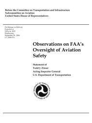 Observations on FAA's Oversight of Aviation Safety - Office of ...